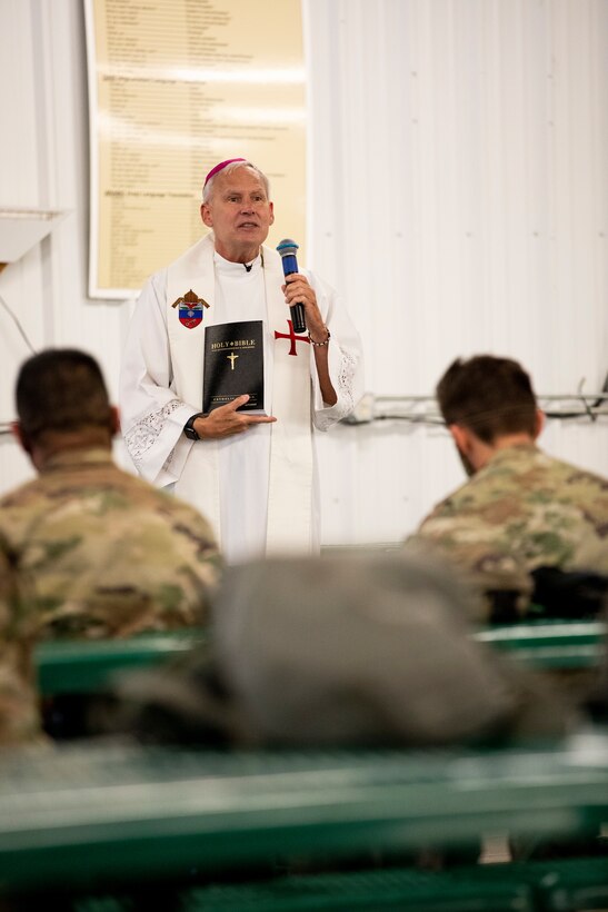 Bishop Spencer visits Fort McCoy, Wisconsin