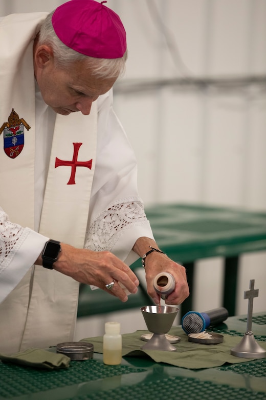 Bishop Spencer visits Fort McCoy, Wisconsin