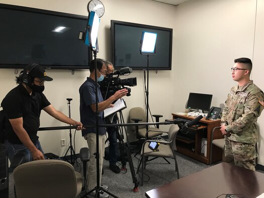 vandenberg guardians participate in an interview with a japanese news station