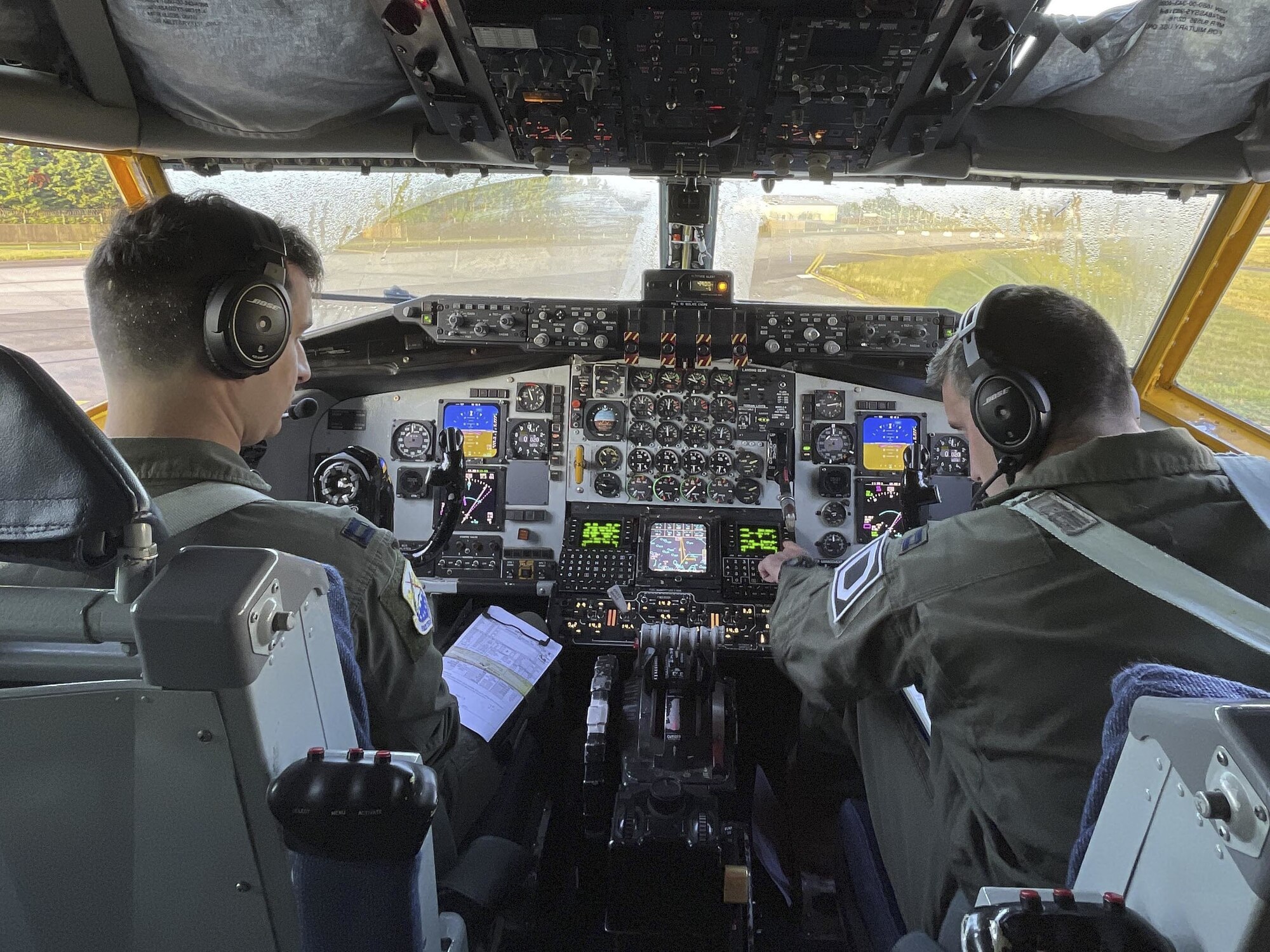 U.S. Air Force Capt. Aaron Bassut, 351st Air Refueling Squadron pilot, left, and Capt. Timmy Gaumer, 351st ARS pilot, conduct preflight checks before a mission at Royal Air Force Mildenhall, England, Aug. 24, 2021. The 100th Air Refueling Wing is the only permanent U.S. air refueling wing in the European theater, providing the critical air refueling “bridge” which allows the expeditionary Air Force to deploy around the globe at a moment’s notice. (U.S. Air Force photo by Senior Airman Joseph Barron)