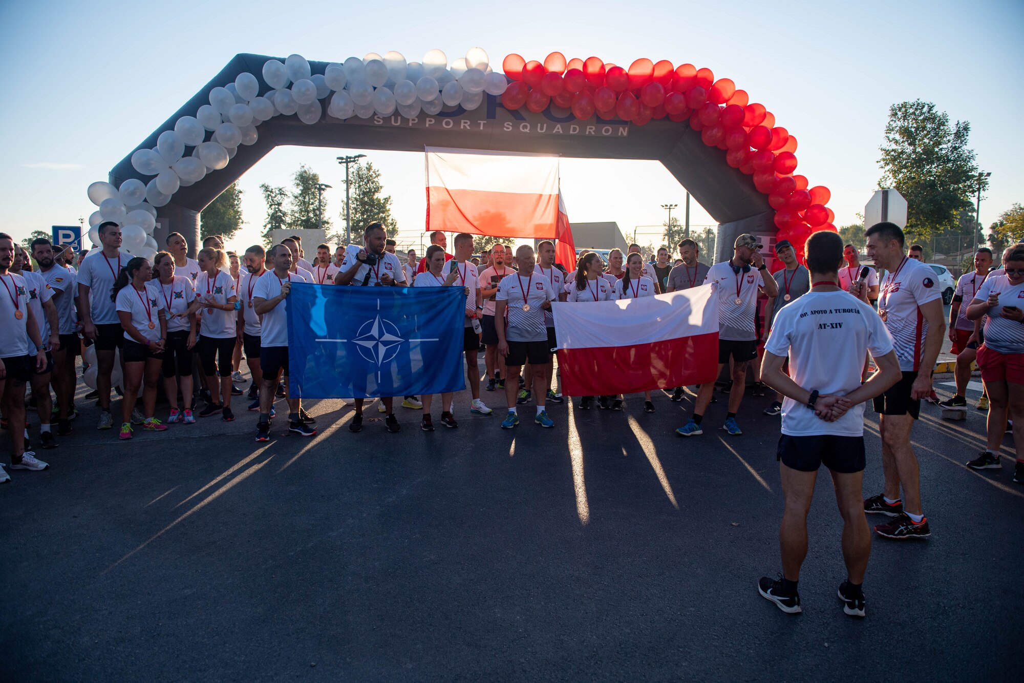 Runners pose for a group photo