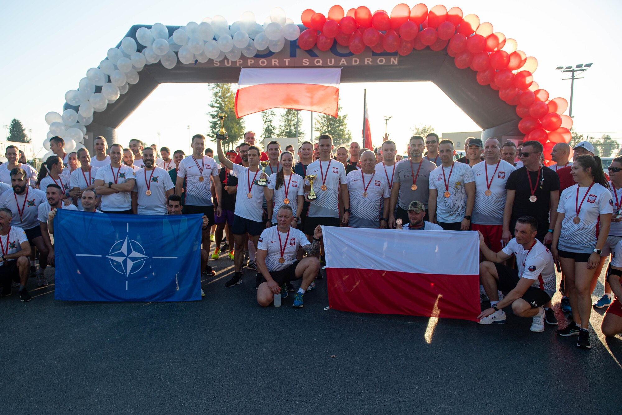 Runners posing for group photo