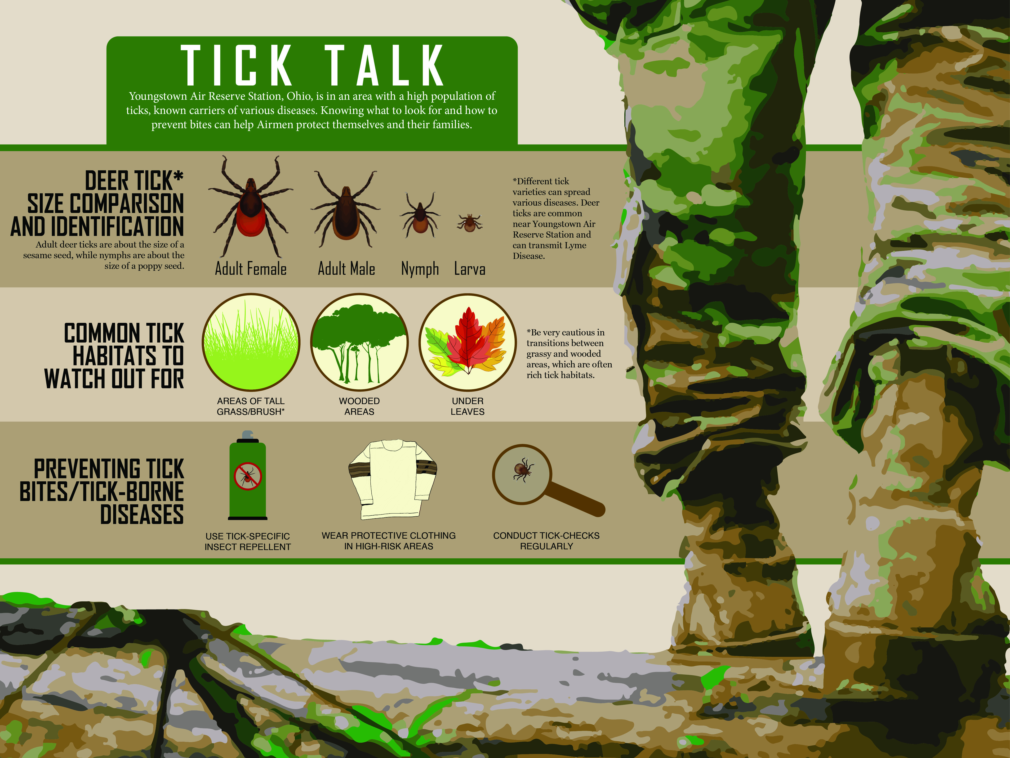 Youngstown Air Reserve Station, Ohio, is in an area with a high population of ticks, known carriers of various diseases. Knowing what to look for and how to prevent bites can help Airmen protect themselves and their families. 