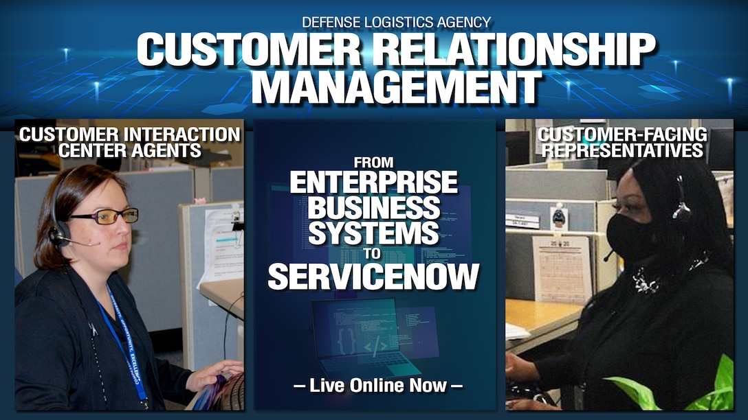 Graphic of two girls with headsets sitting in front of computers and the text: Customer Relationship Management: From Enterprise Business System to ServiceNow - Live Online Now