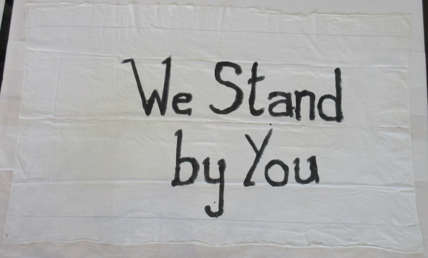 “We Stand By You” Banner from German Destroyer Lutjens