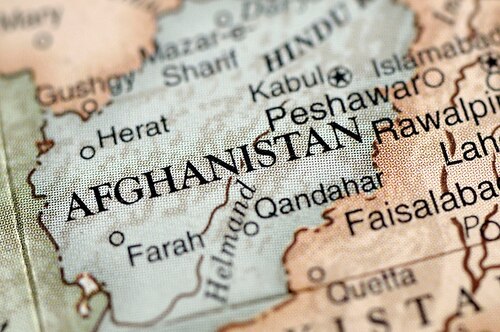 A close-up photograph of Afghanistan from a desktop globe.