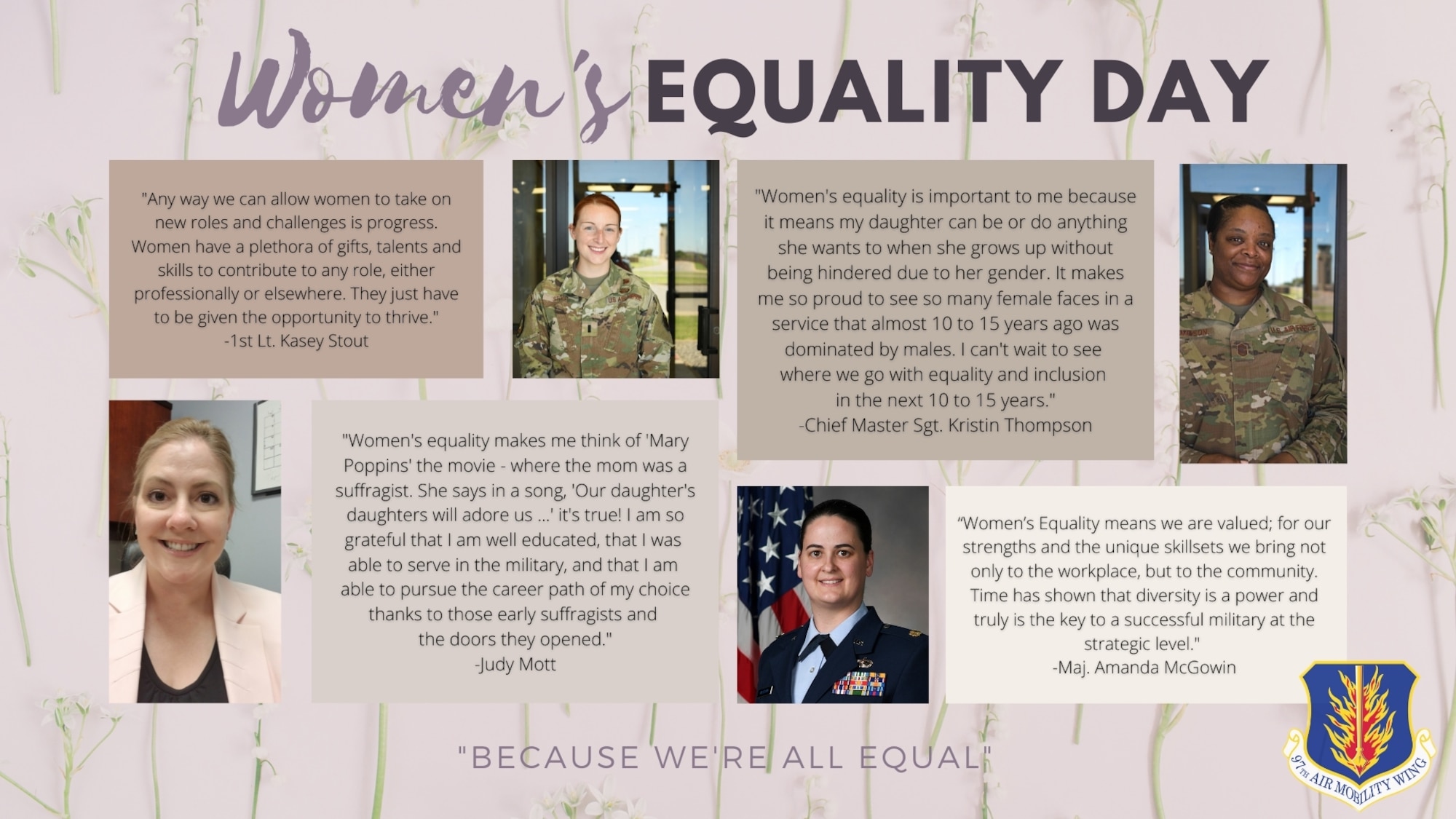 August 26th is nationally recognized as Women's Equality Day to commemorate the 1920 adoption of the Nineteenth Amendment to the United States Constitution, which allows women the right to vote. On this day, the ratification of women's suffrage in the U.S. is celebrated, as well as the heroes who worked endlessly for the movement. This year's theme is "Valiant Women of the Vote: Refusing to be Silenced." (U.S. Air Force graphic by Senior Airman Amanda Lovelace)