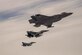 An F-35A Lightning II and two F-15 Fighting Falcons, assigned to the 354th Fighter Wing from Eielson Air Force Base, Alaska, flies above the Joint Pacific Alaska Range Complex, July 28, 2021. The F-35As participated in air refueling with the Alaska Air National Guard’s 168th Wing's KC-135R Stratotanker. (U.S. Air Force photo by Staff Sgt. Kaylee Dubois)