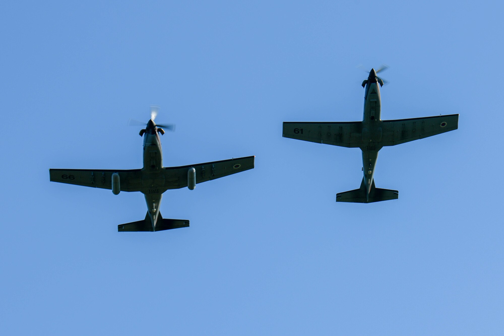 Slovenian Armed Forces aircraft flyover the Andraž Memorial in Andraž nod Polzelo, Slovenia, Aug. 25, 2021. In 1944, the U.S. B-17 bomber ‘Dark Eyes’ was shot down over Andraž nod Polzelo and the memorial to ‘Dark Eyes’ was dedicated on March 22, 2014. The American B-17 bomber flew 80 missions during World War II in the skies above occupied France, Italy, and Nazi Germany. (U.S. Air Force photo by Senior Airman Brooke Moeder)