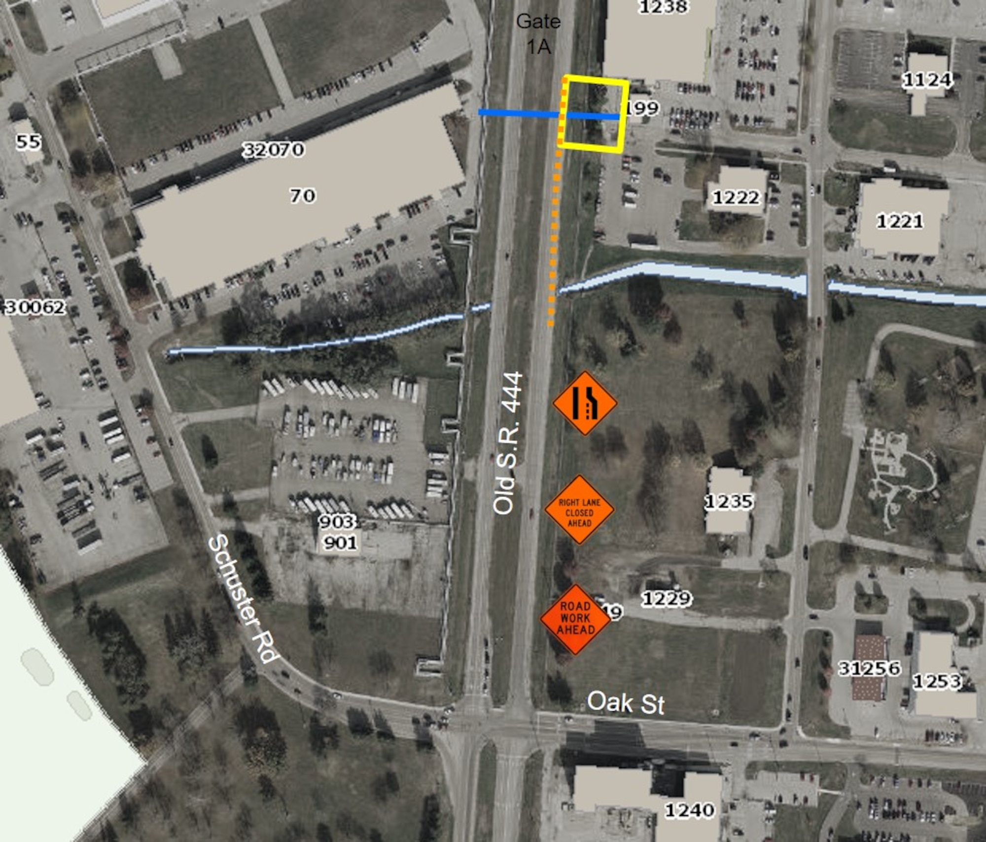 Lane closure planned at Gate 1A