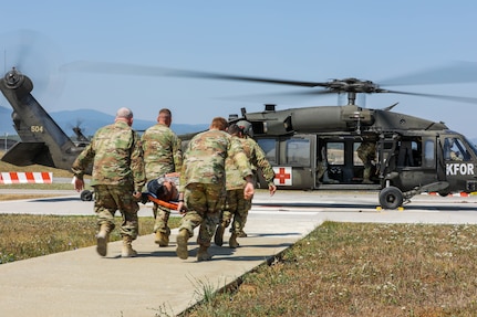 Regional Command – East conducted an active shooter exercise on Camp Bondsteel, Kosovo on August 12, 2021 to train Soldiers from a variety of sections with a variety of specialties to ensure readiness in the instance of a real-world active shooter. The exercise included active shooters, casualties, response from the joint operations center, civilian emergency responders, medical personnel, security details, and military police responses. (U.S. Army photo by Sgt. Gloria Kamencik)