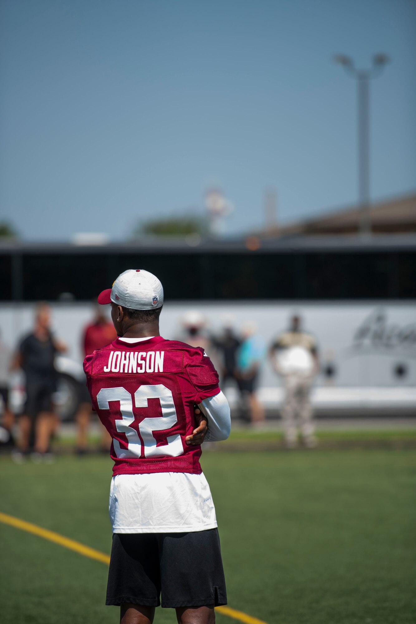 The Washington Football Team holds a preseason practice at the Tactical Fitness Center field, Aug. 27, 2021, Joint Base Andrews, Md.