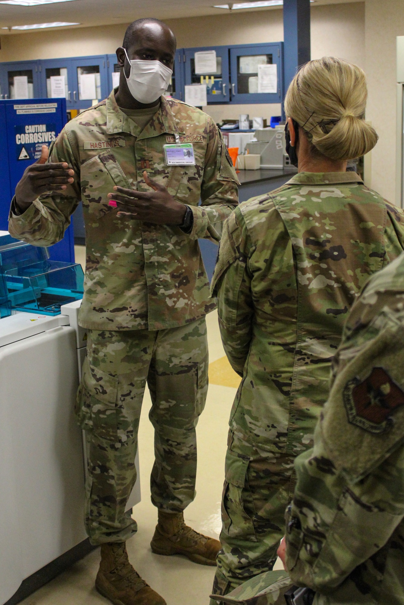 Capt. Alex Hastings briefs 2nd Air Force Commander Maj. Gen. Michele C. Edmondson