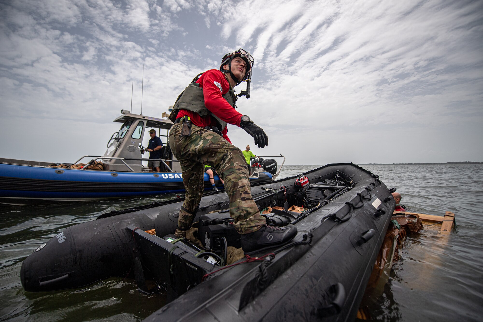 Photo of Airman on a boat