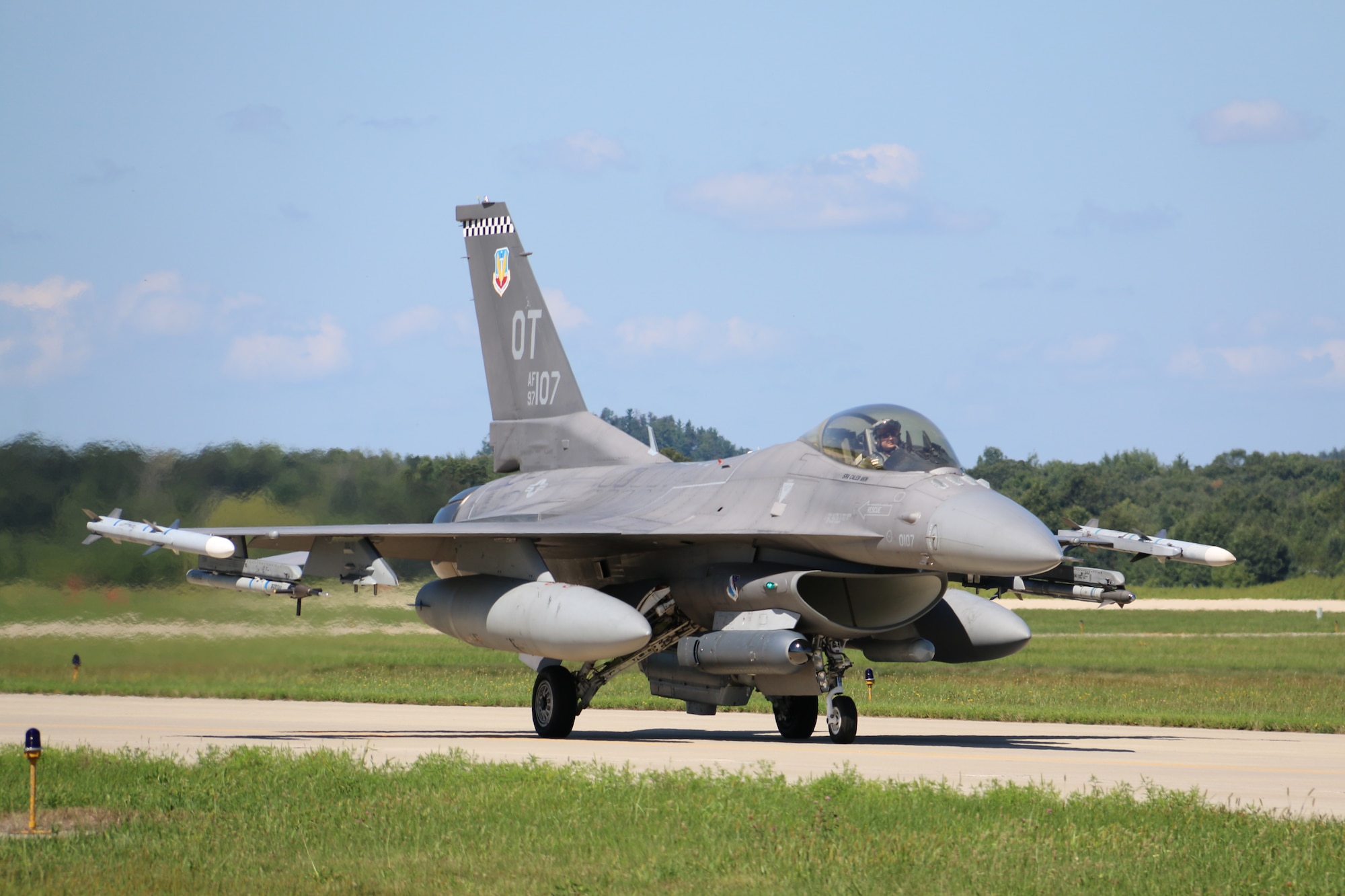 An F-16C equipped with Lockheed Martin's Legion Pod tests the infrared search and track technology during exercise Northern Lightning 21. (U.S. Space Force Photo by Senior Airman Mira Roman)