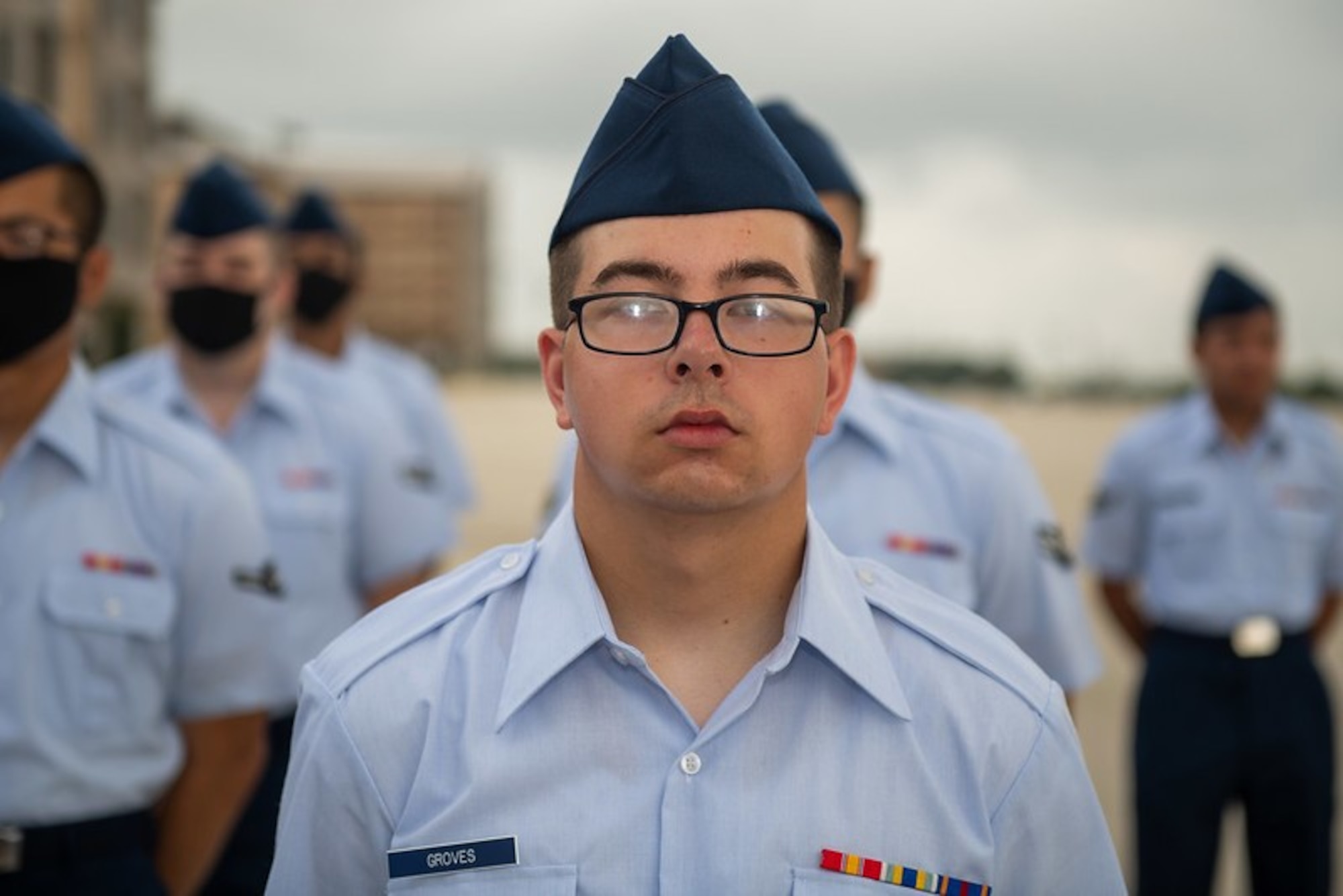 U.S. Space Force Specialist Ethan Groves, a native of Alaska, graduated U.S. Air Force Basic Military Training at Lackland Air Force Base, San Antonio, Texas, June 24, 2021. Groves is Alaska’s first U.S. Space Force Guardian recruit, with the U.S. Space Force being a growing enterprise that organizes, trains and equips Space Forces to protect national security interests in the space domain.  (U.S. Air Force courtesy photo)