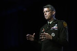 Army Gen. Daniel Hokanson, chief, National Guard Bureau, addresses attendees at the 143rd National Guard Association of the United States General Conference, Las Vegas, Nevada, Aug. 29, 2021.