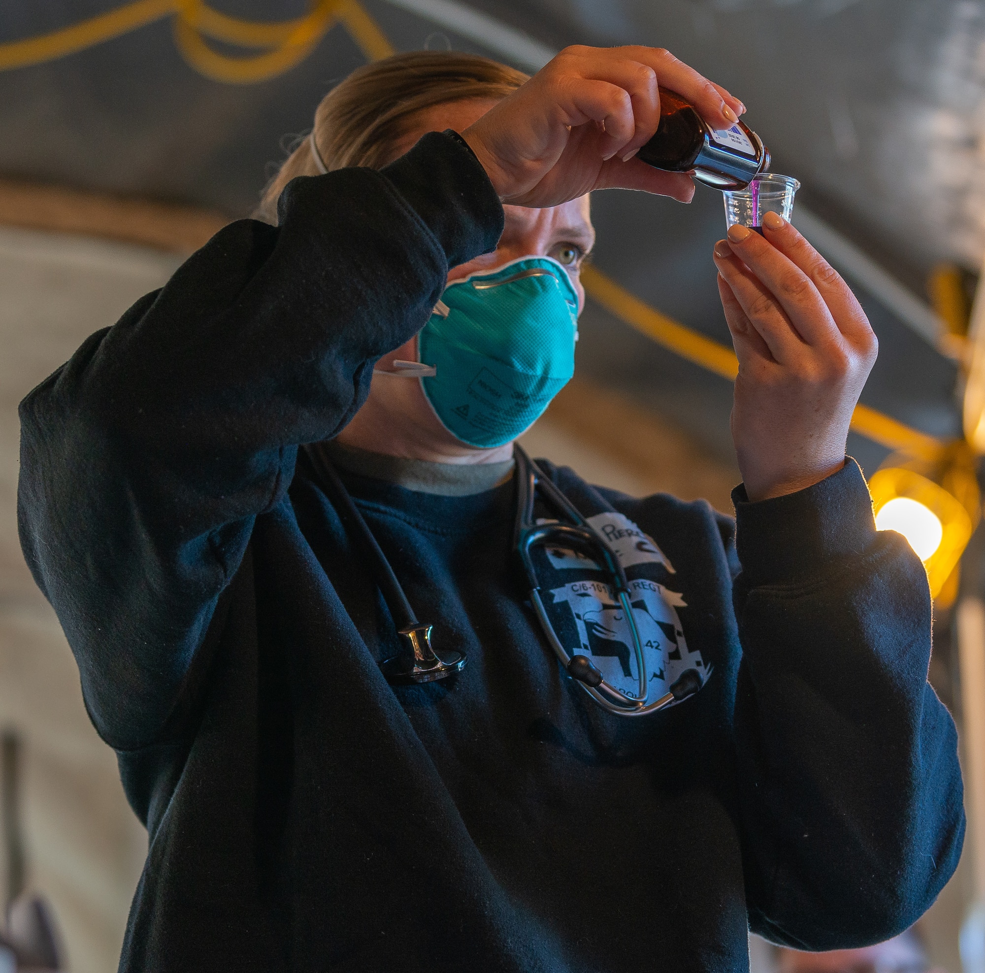 Soldier measures medication