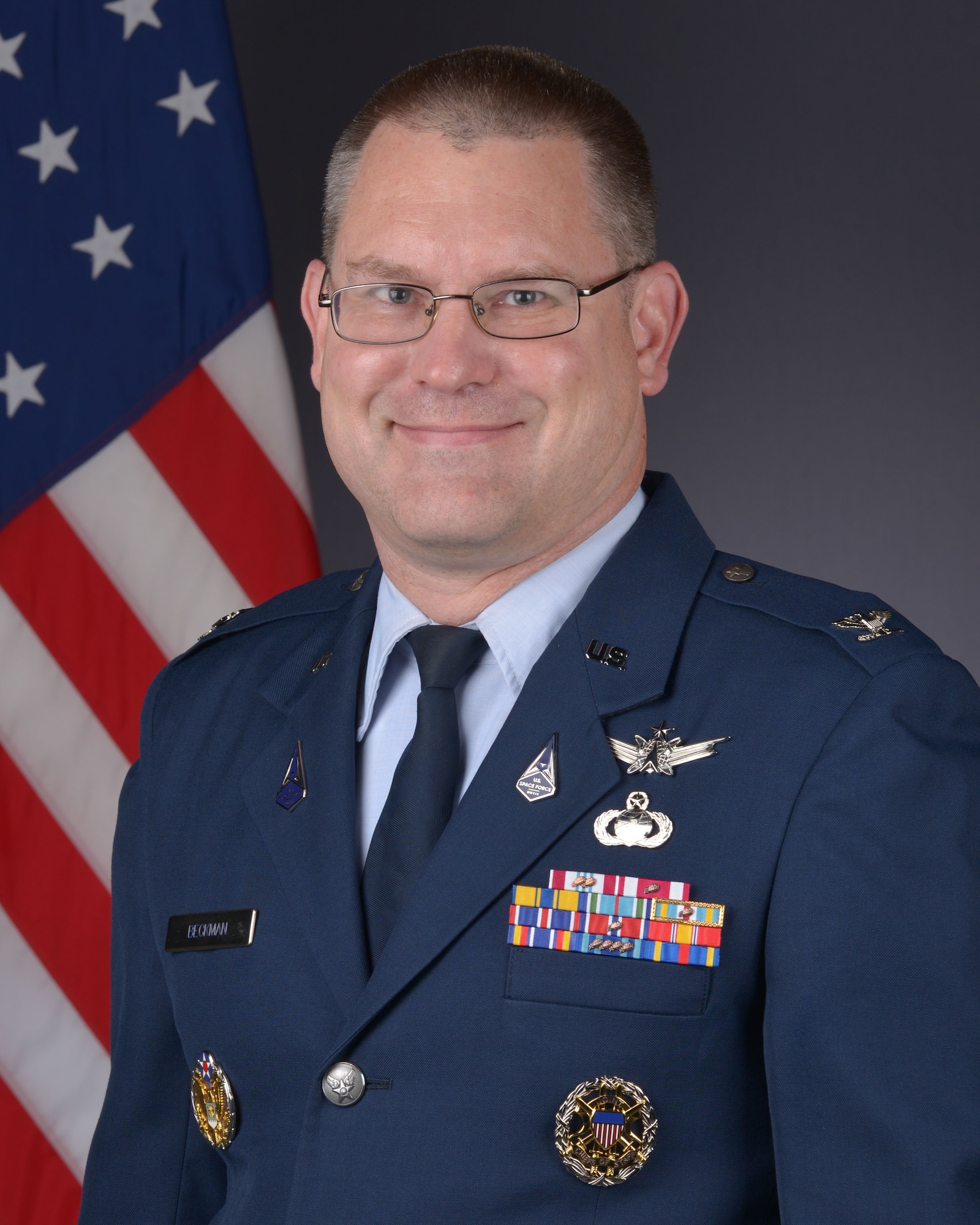 The official photo of Col. Richard R. Beckman, vice commander of the Air Force Technical Applications Center, Patrick Space Force Base, Fla.  (U.S. Air Force photo)