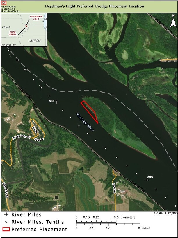 Deadman's Light Preferred Dredge Placement Location Map