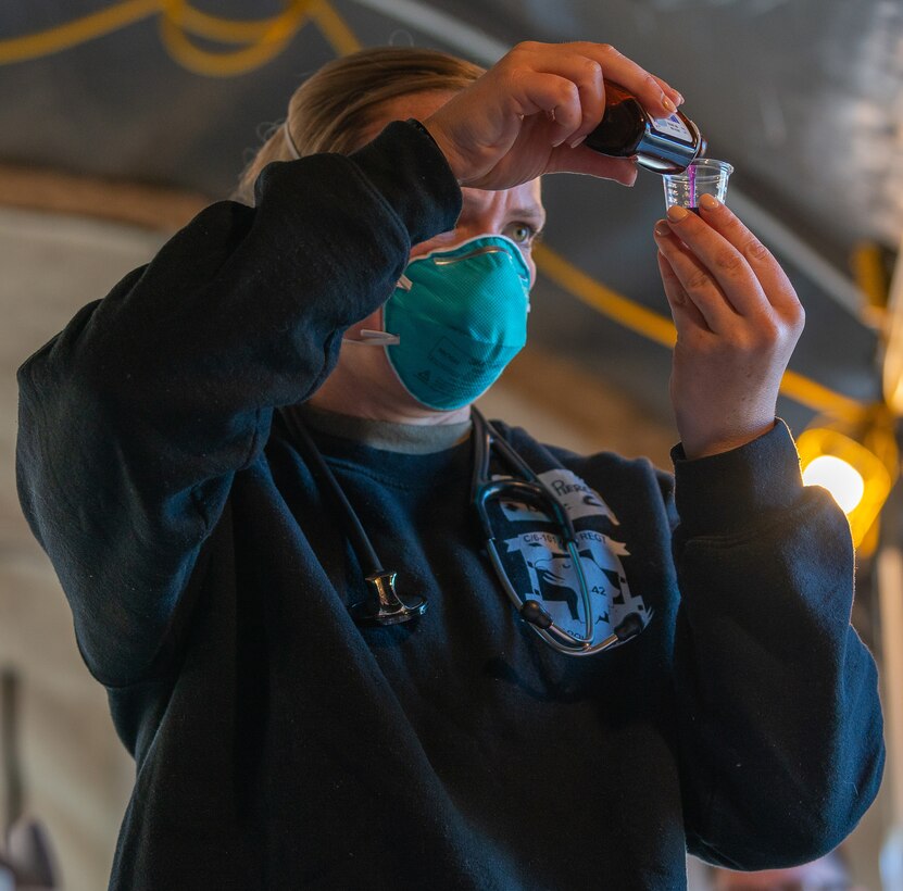Soldier measures medication