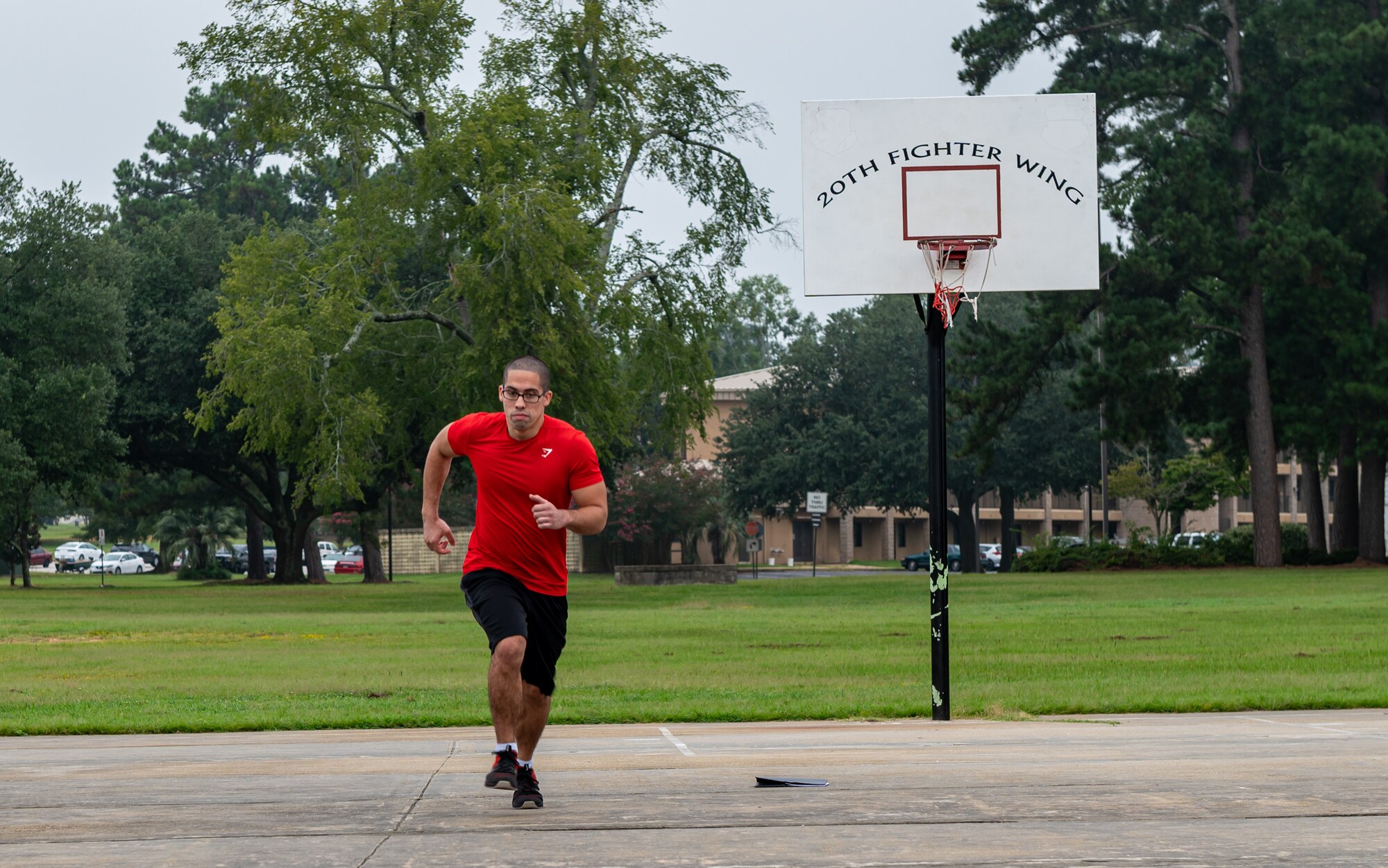 A photo of an Airmen running