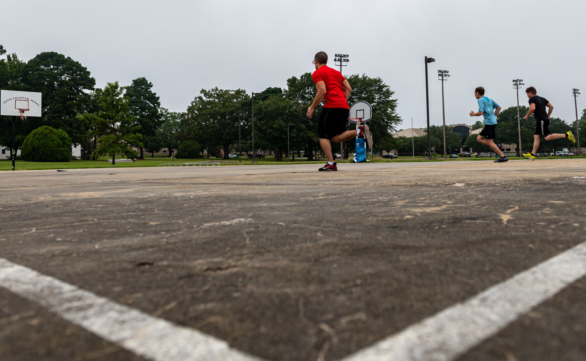 A photo of Airmen running