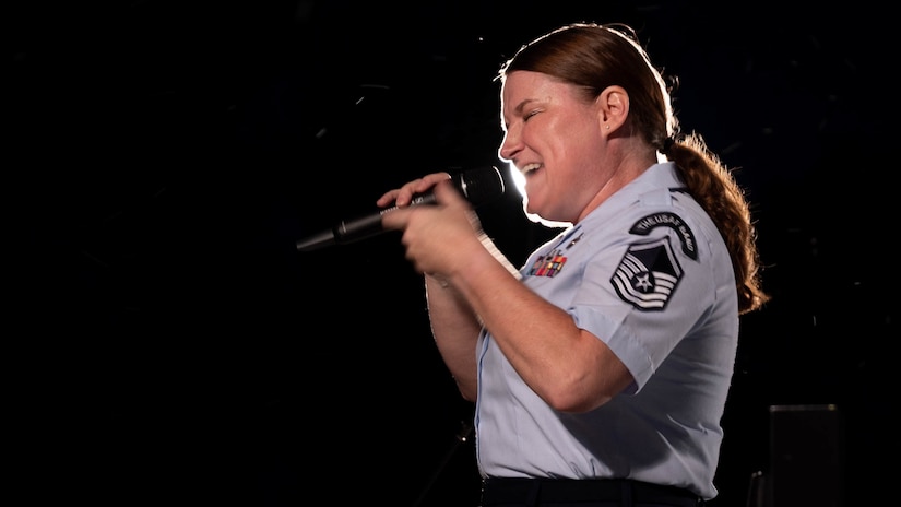 The United States Air Force Band’s Airmen of Note performs at the Lincoln Memorial