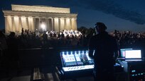 The United States Air Force Band’s Airmen of Note performs at the Lincoln Memorial