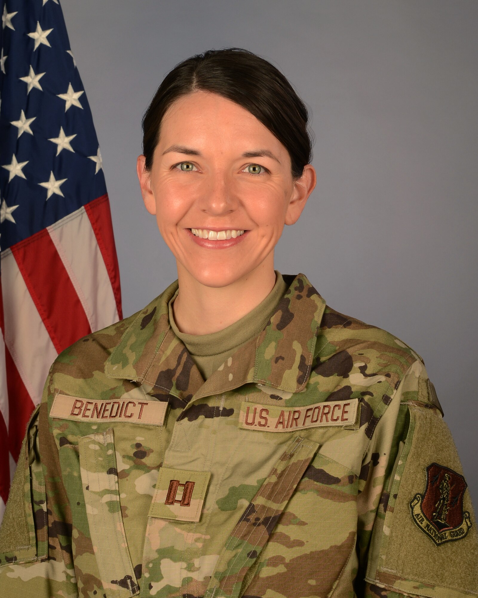 U.S. Air Force Capt. Melissa Benedict, 169th Fighter Wing chaplain, August 15, 2021 at McEntire Joint National Guard Base, South Carolina. (U.S. Air National Guard photo by Senior Master Sgt. Edward Snyder, 169th Fighter Wing Public Affairs)