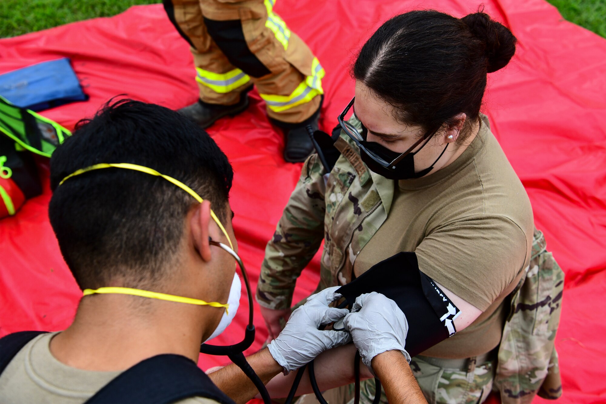 An Airman receives medical treatment.