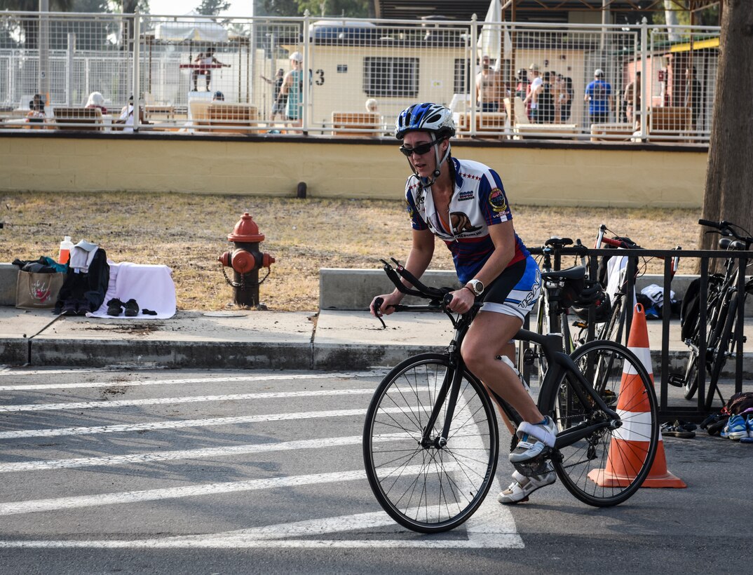 Female athlete on bicycle