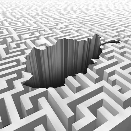 Afghanistan depicted as a maze.