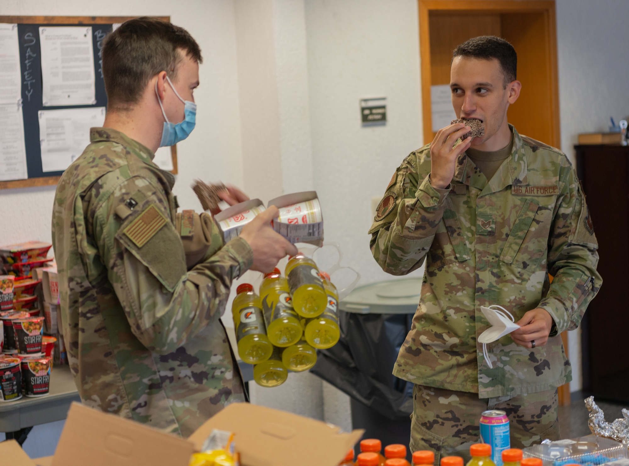 Airman enjoy snacks.