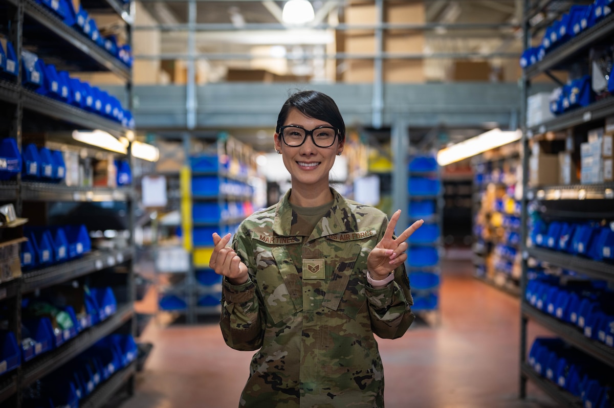 U.S. Air Force Staff Sgt. Angela Martinez, the 354th Civil Engineering Squadron noncommissioned in charge of material control, poses for a portrait on Eielson Air Force Base, Alaska, Aug. 5, 2021.