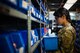 U.S. Air Force Staff Sgt. Angela Martinez, the 354th Civil Engineering Squadron (CES) noncommissioned in charge of material control, checks inventory on Eielson Air Force Base, Alaska, Aug. 5, 2021.