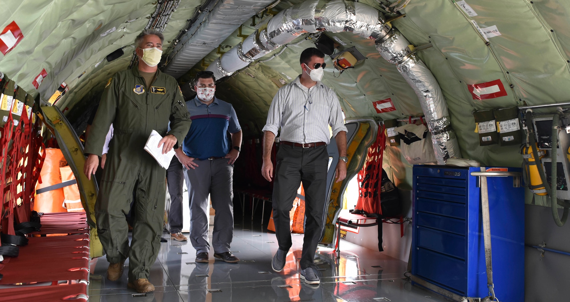 U.S. Air Force Maj. Koani Lau, 203rd Air Refueling Squadron instructor pilot, talks with U.S. staff delegation members of the House Appropriations Committee about the role of the KC-135 at Joint Base Pearl Harbor-Hickam, Hawaii, Aug. 19, 2021. The purpose of the visit was to see how the 15th Wing and Hawaiian Air National Guard utilize Total Force Integration to accomplish the mission to ensure a free and open Indo-Pacific. 

(U.S. Air Force photo by Tech. Sgt. Anthony Nelson Jr.)