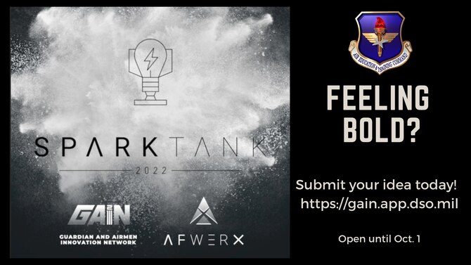 Spark Tank logo exploding in white across black background