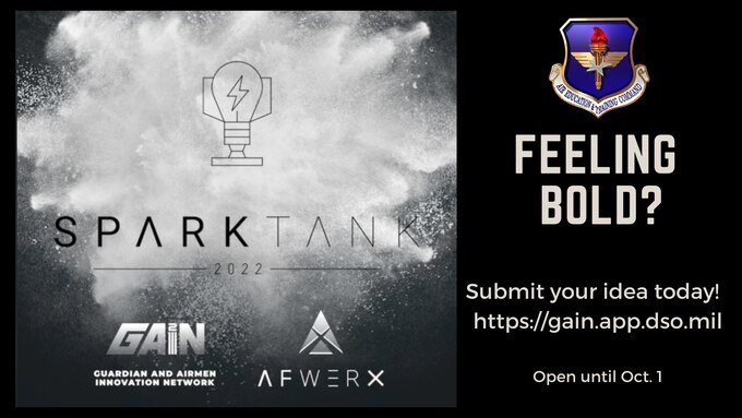 Spark Tank logo exploding in white across black background