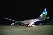 (Aug. 31, 2021) An aircraft carrying evacuees from Afghanistan departs Naval Station (NAVSTA) Rota, Spain, en route to the United States, Aug. 31, 2021. NAVSTA Rota is currently supporting the Department of State mission to facilitate the safe departure and relocation of U.S. citizens, Special Immigration Visa recipients, and vulnerable populations from Afghanistan.