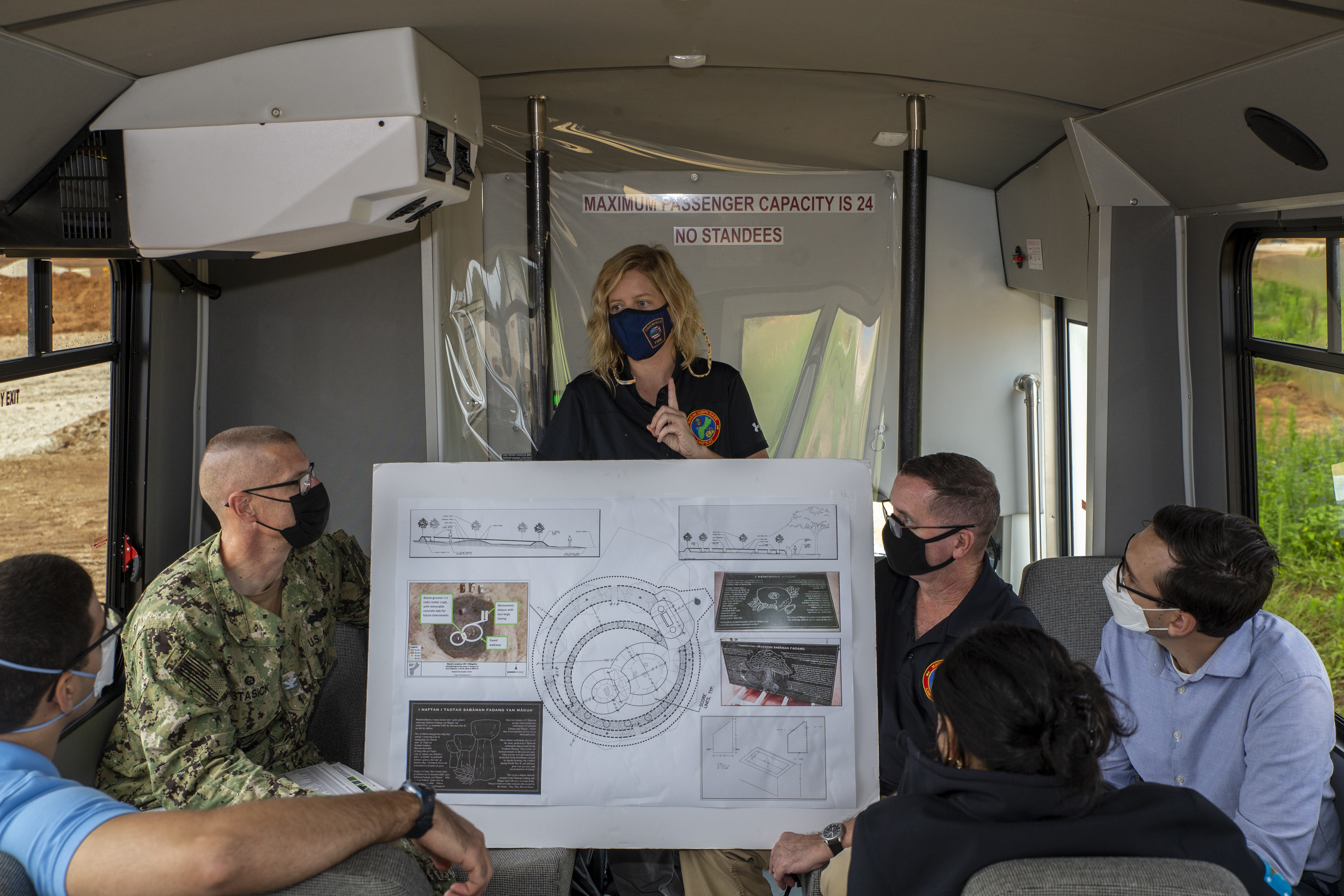Megan Hawkins, an archaeologist assigned to Naval Facilities Engineering Systems Command Marianas, briefs congressional staff for Senator Josh Hawley during a visit to Marine Corps Base (MCB) Camp Blaz, Aug. 31, 2021.