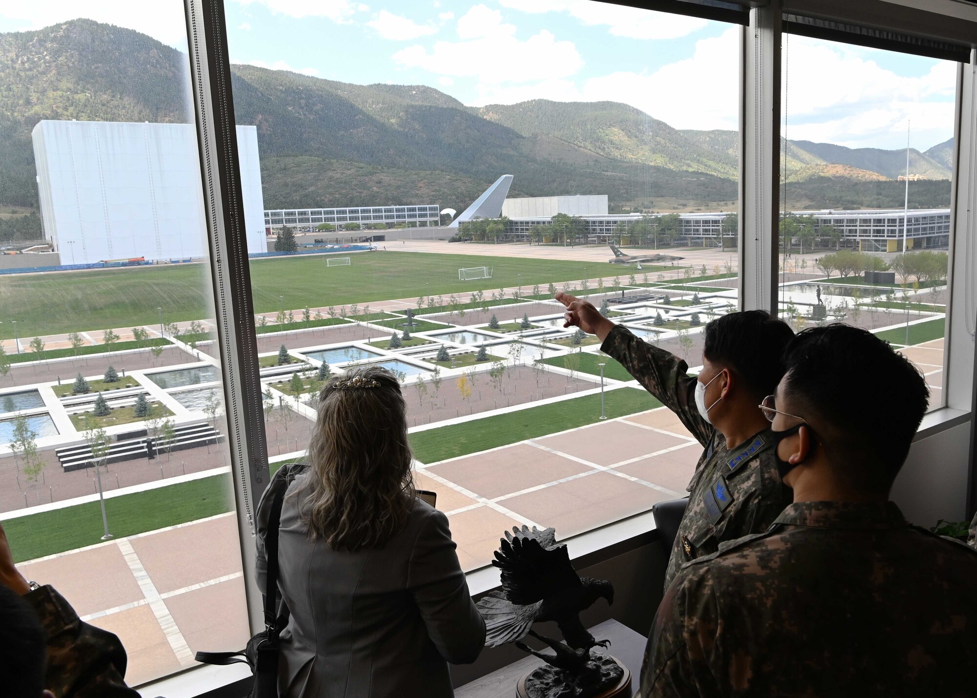 Republic of Korea Air Force Gen. Inho Park, ROKAF Chief of Staff, looks onto the terrazzo during his visit to the U.S. Air Force Academy