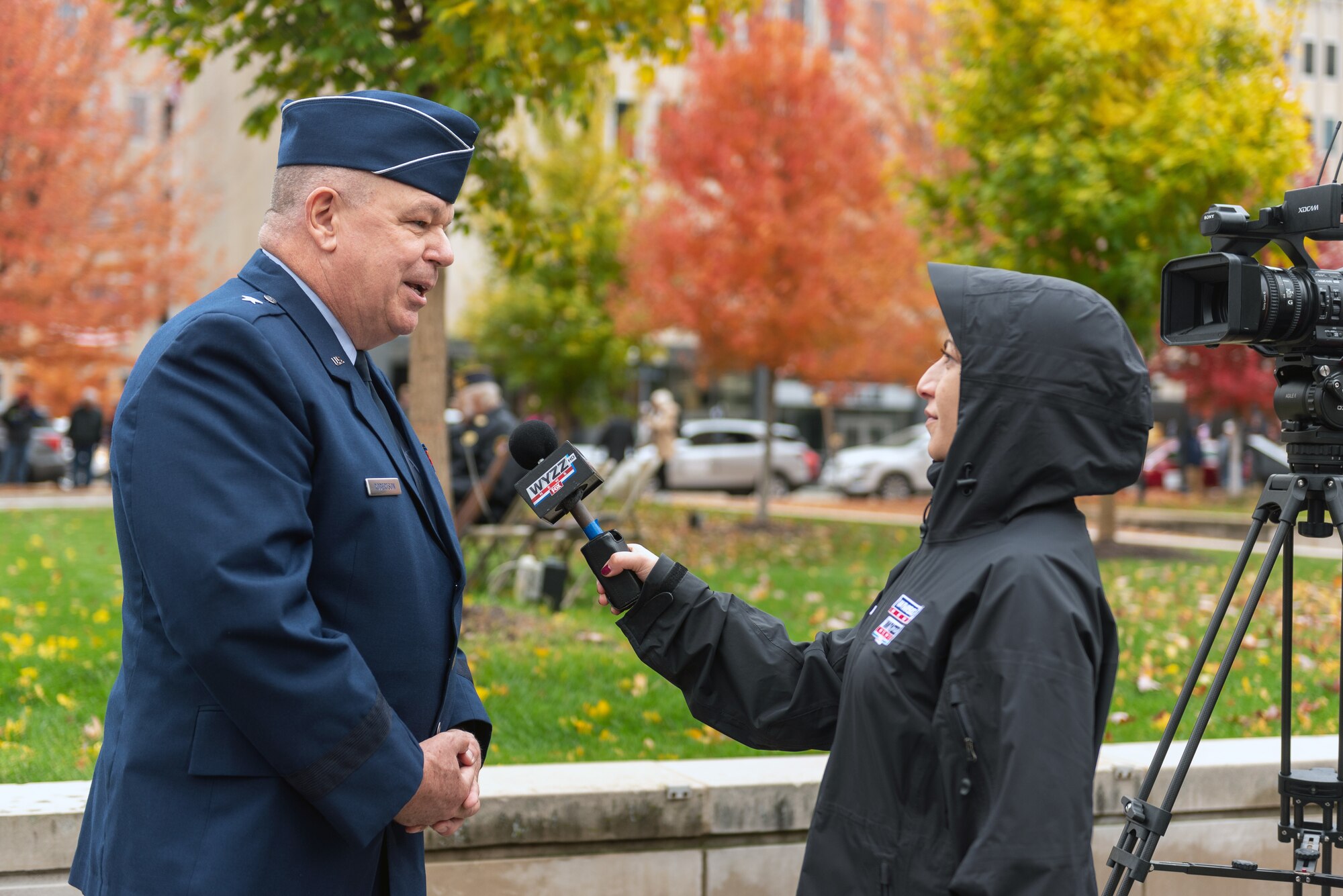 Airman giving interview to reporter.