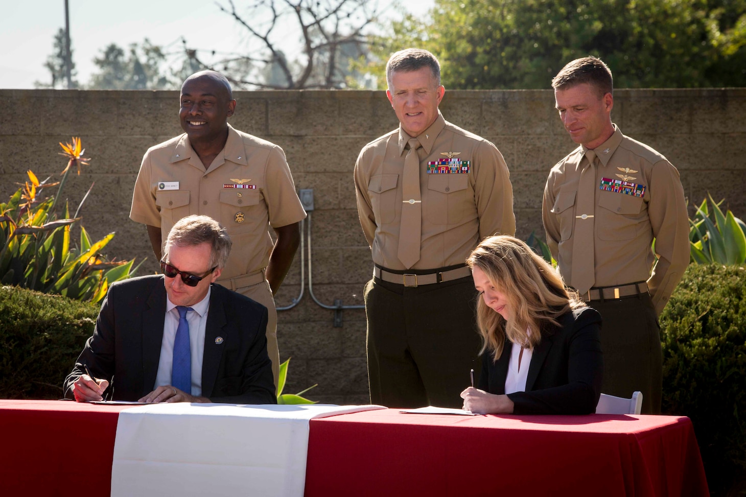 The Honorable Meredith A. Berger, performing the duties of the Under Secretary of the Navy, and David Hochschild, Chair, California Energy Commission, signed a Memorandum of Understanding, Dec. 1, 2021, renewing Department of the Navy cooperation with the CEC for another five years in a partnership that supports Navy and Marine Corps installation efforts to address energy resilience issues, climate initiatives, fossil fuel reduction, greenhouse gas reductions, water consumption, and alternative fuel vehicles.