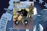 Sailor attempts to ride a tricycle while wearing drunk goggles.