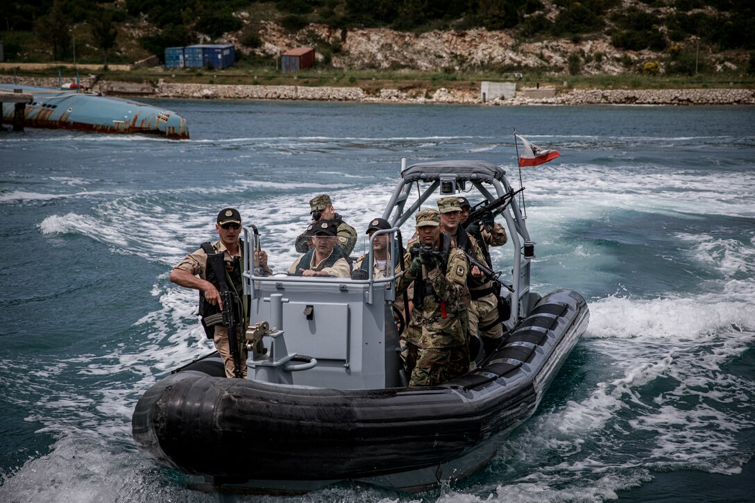 Soldiers and Sailors from Kosovo, Montenegro, Albania and the U.S. execute VBSS training