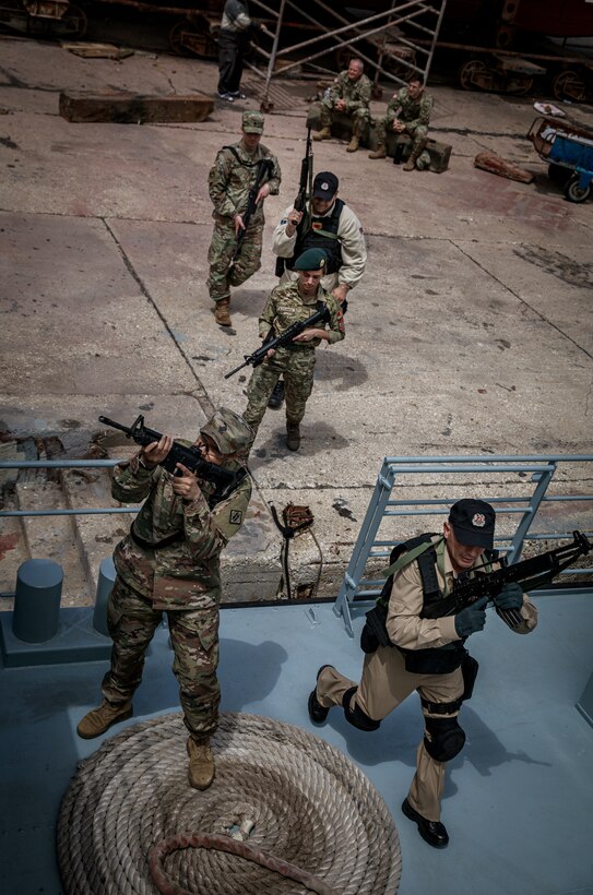 Soldiers and Sailors from Kosovo, Montenegro, Albania and the U.S. execute VBSS training