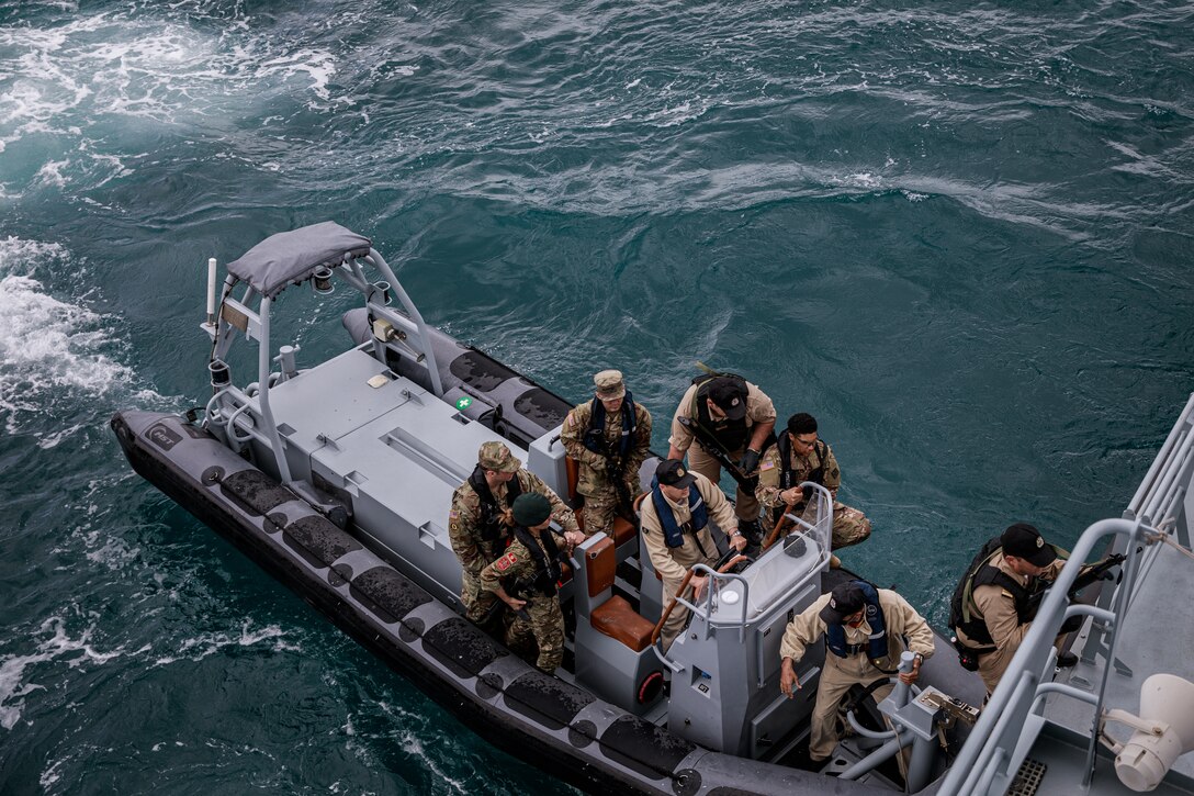 Soldiers and Sailors from Kosovo, Montenegro, Albania and the U.S. execute VBSS training