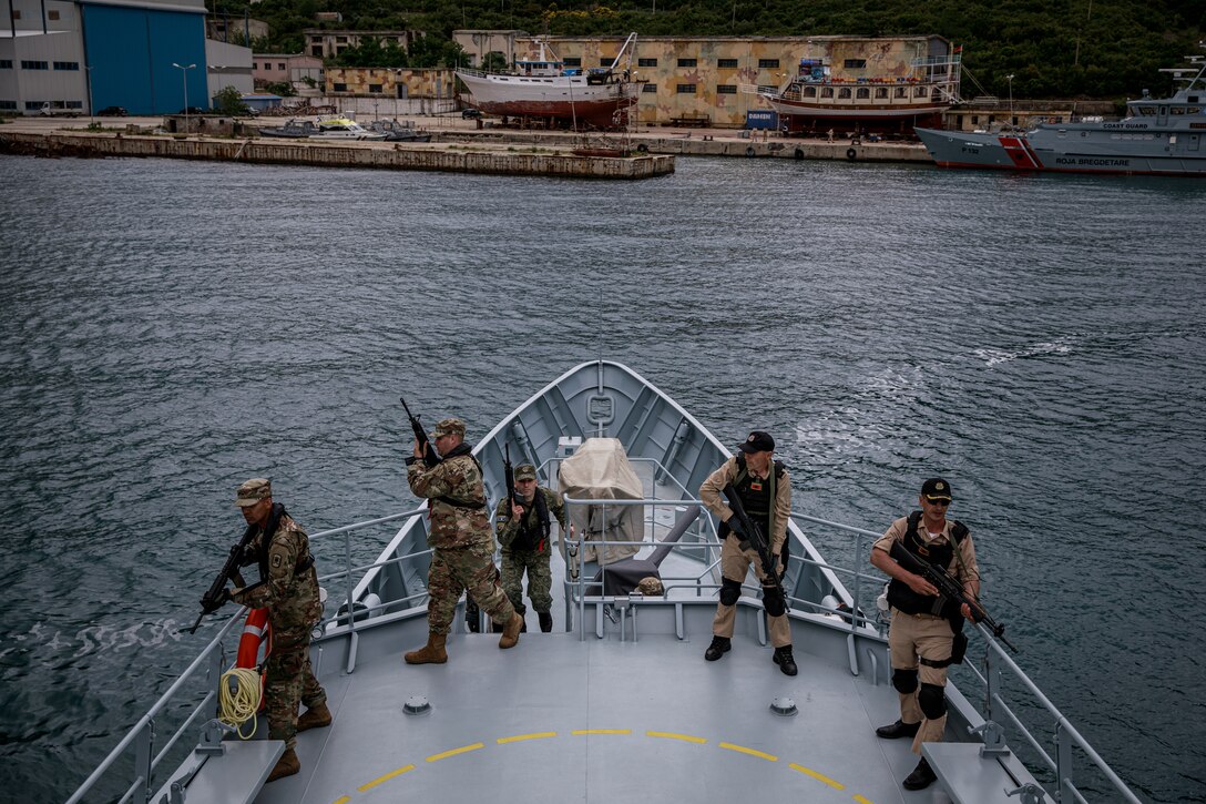 Soldiers and Sailors from Kosovo, Montenegro, Albania and the U.S. execute VBSS training