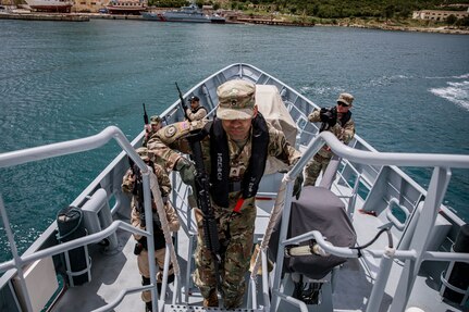 Soldiers and Sailors from Kosovo, Montenegro, Albania and the U.S. execute VBSS training